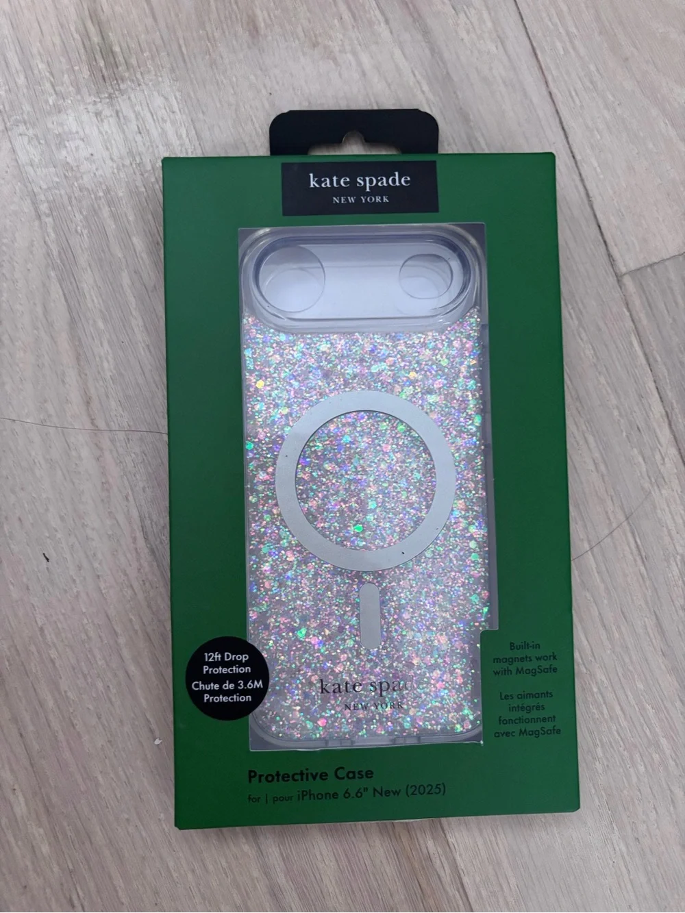 iPhone Air 17 kate spade Iridescent Glitter MagSafe Case - Silver Glitter - NWT